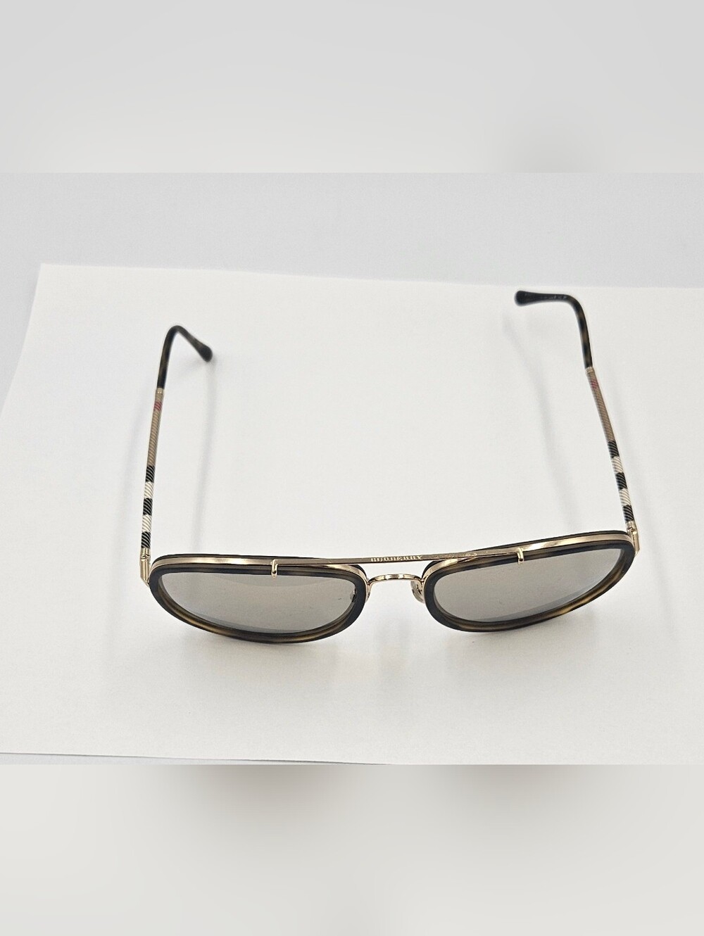 Burberry Gold and Brown Rim Sunglasses,Unisex